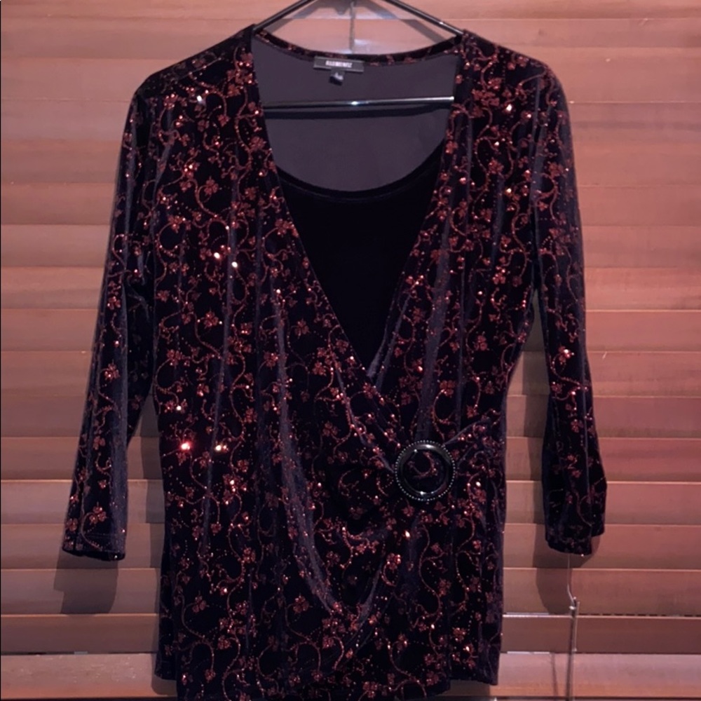 Elementz New Womens Orange Sparkle Blouse  Top
